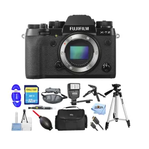 Fujifilm X-T2 Mirrorless Digital Camera (Body Only)   32GB Memory Card Bundle