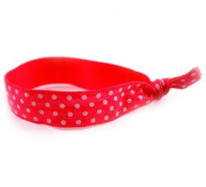 Polka Dots Mini Pink White Hair Tie (SKU 6064)