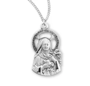 Saint Therese of Lisieux Cut Out Sterling Silver Medal - S362018