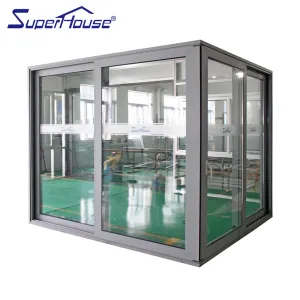 Superwu Factory supply standard double glazed corner aluminum sliding doors special design